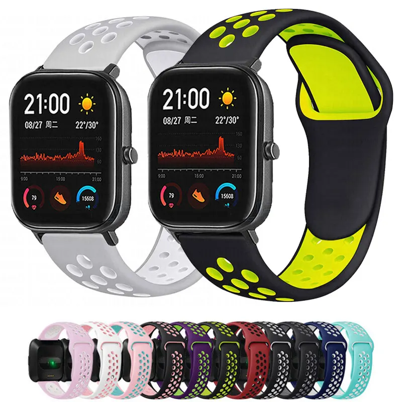 

20mm/22mm Silicone Correa For Amazfit GTS 2 strap Mini/GTR/42mm/47mm/stratos 2/3 Sport Watch Bracelet for Amazfit bip 2e strap