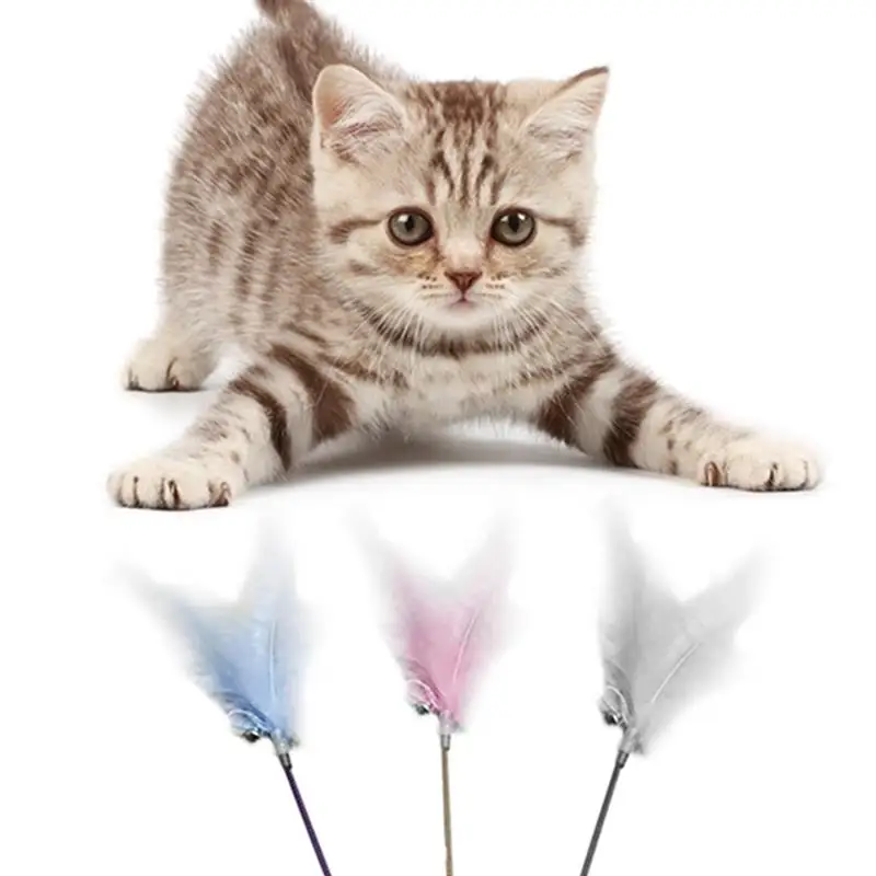 

Interactive Cat Toy Wand Funny Kitten Teasing Exercise Toys Creative Cats Chaser Fake Feather Wand With Collar Cat Toy Supplies