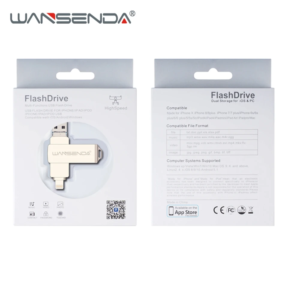

WANSENDA OTG USB Flash Drive 3 in 1 USB3.0 & iOS & Micro usb Pen Drive 128GB 64GB 32GB 16GB 8GB Pendrive USB Stick Flash Disk