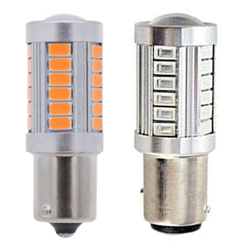4 шт. Автомобильные светодиодные лампы 1156PY BAU15S PY21W 33SMD для заднего хода поворота