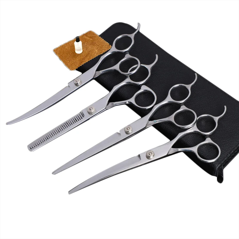 Набор ножниц для ухода за домашними животными Pet Grooming Scissors Set 6 7 Inch Straight Curved Dog Cat Shears Hair Cutting Thinning Gromming Tools.