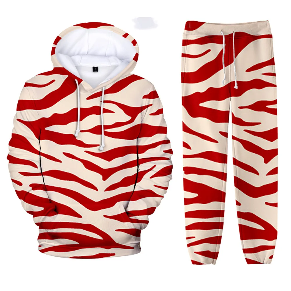 

Animal Tiger Skin 3D Printed Men's Sportswear Sets Casual Tracksuit Two Piece Set Hooded Sweatshirt and Joggers Pants 2pcs Set