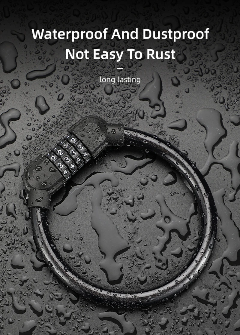 

Portable Mountain Bike Lock Fixed 4 Digit Code Combination Bicycle Security Lock Bicycle Equipment Anti-Theft Password Ring Lock