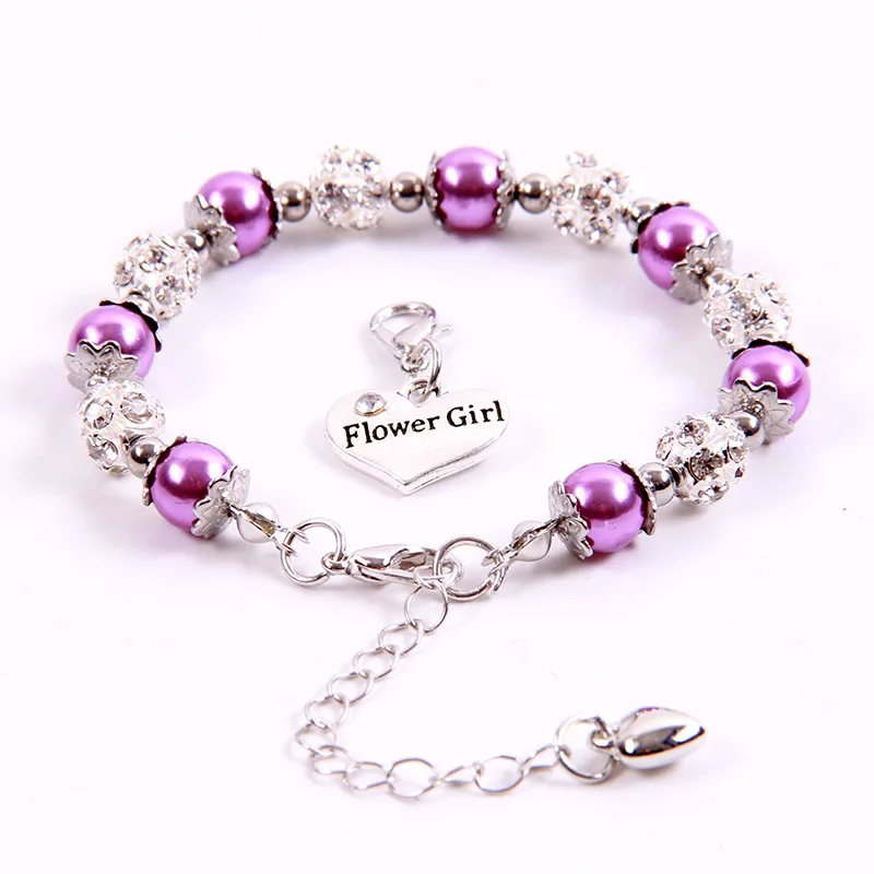 

Handmade Girl Charm Bracelet Wristband Heart Pendant Bracelets Bangle With Bead Jewelry Gift Birthday Favor For Friend Daughter