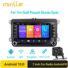 Автомагнитола Crbrillar, мультимедийный плеер на Android 10, с GPS, для VWVolkswagenGolfPassatSEATSkodaPolo, типоразмер 2DIN