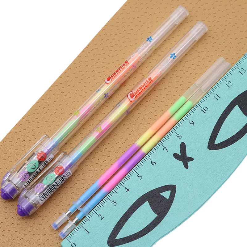 6 шт./компл. Радуга Ручка Шесть в одном цветов гелевая ручка школьные канцелярские