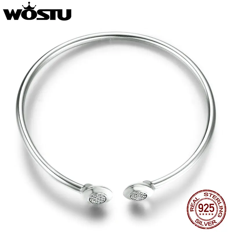 WOSTU 925 пробы Серебряный классический браслет с прозрачным CZ для женщин модные DIY Ювелирные изделия подходят шарм браслеты XCHS918