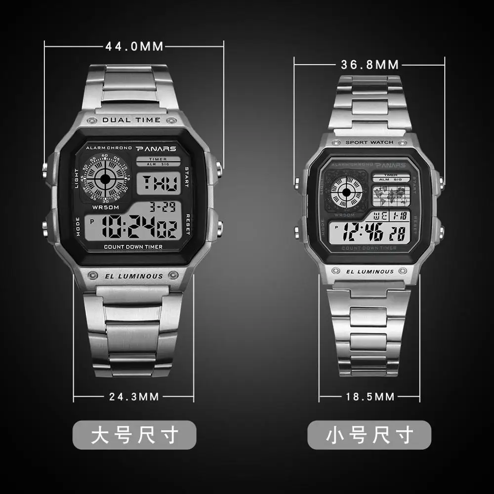 Часы мужские/женские из нержавеющей стали золотого/серебряного цвета спортивные