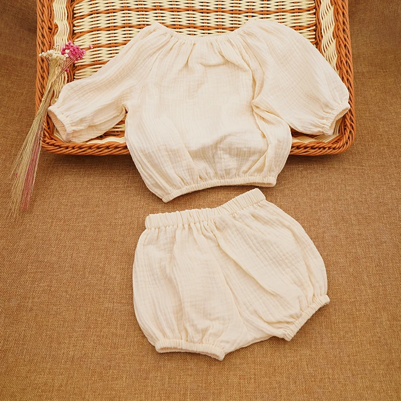 

2021 Newborn Romper Shorts Sets Casual Cotton Solid Color 7-point Sleeve Summer Clothing T-shirt+shorts Baby Girls Boys Clothes