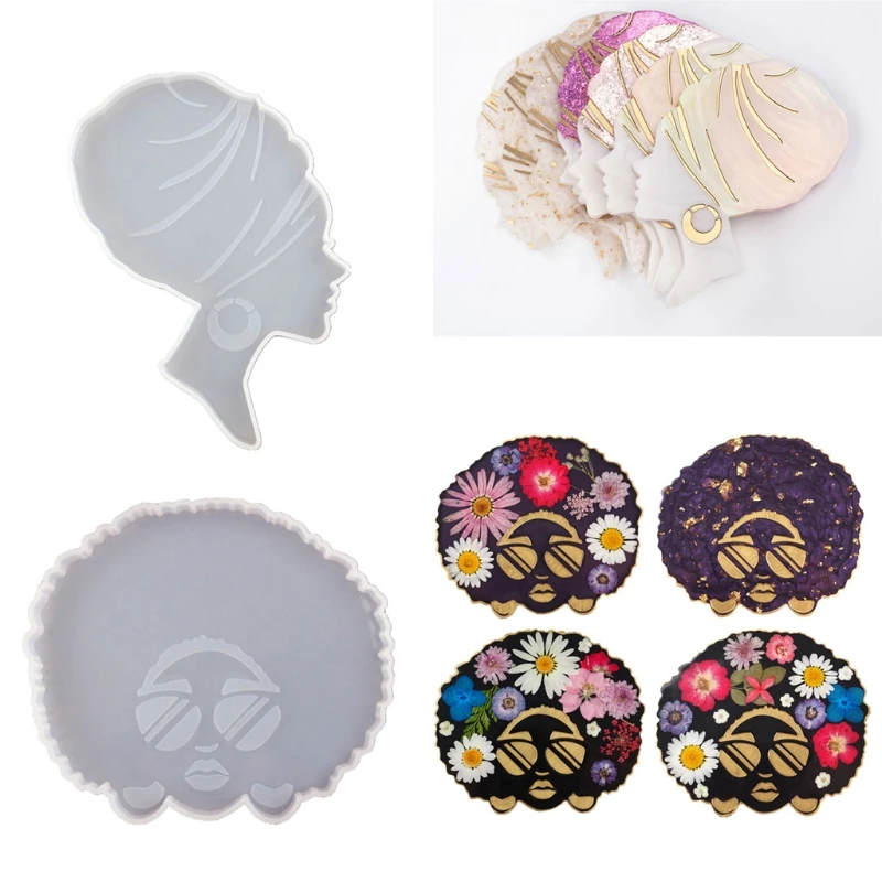 

Афро женский эпоксидная смола, форма Чай коврик головы человека подстаканник поднос силиконовая форма «сделай сам» Искусство ремесло инст...