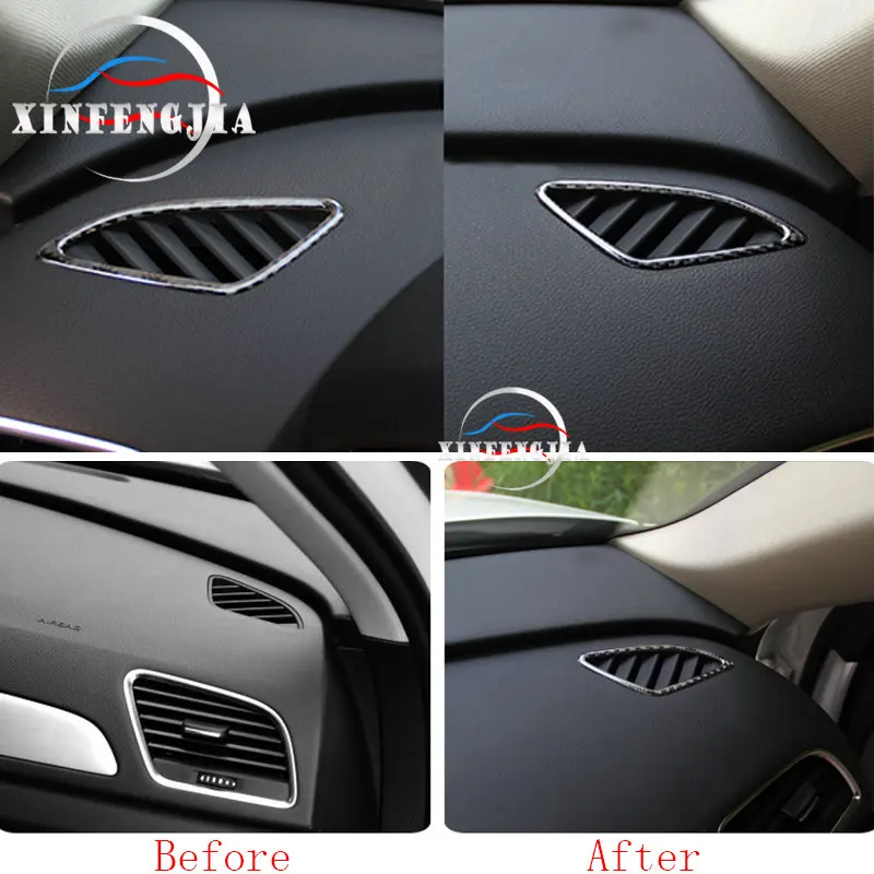 

For Audi Q3 15-2017 2PCS Carbon Fiber Front Upper Air Outlet Frame Trim Cover