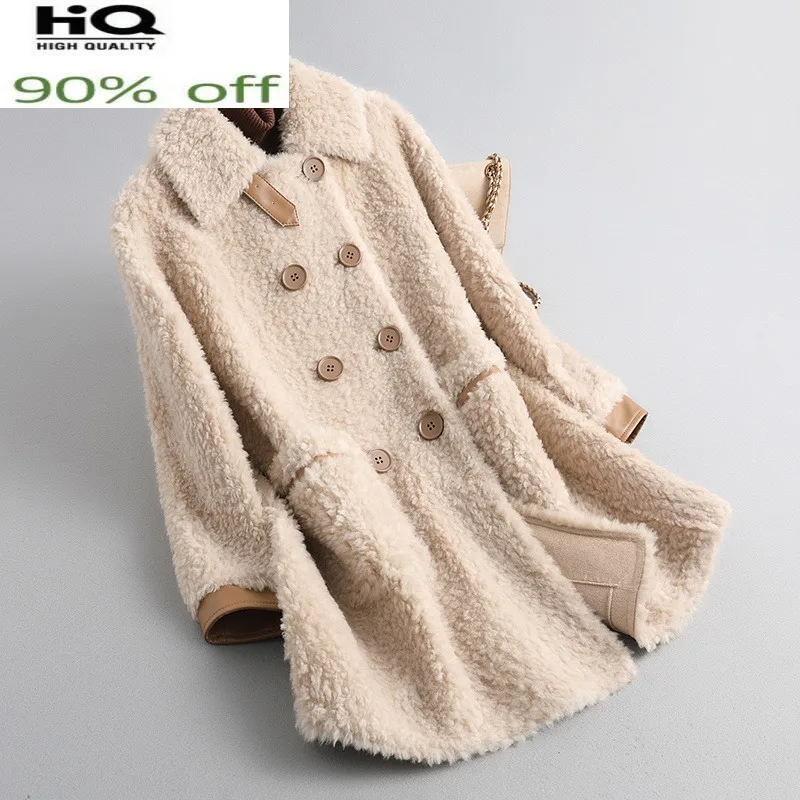 

Korean Sheep Shearing Coat Female Autumn Winter 2022 Casual 100% Real Wool Jacket Women's Fur Coat Casaco Feminino Gxy856