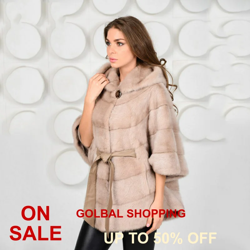 Женская длинная норковая шуба с капюшоном TOPFUR роскошная зимняя из цельного