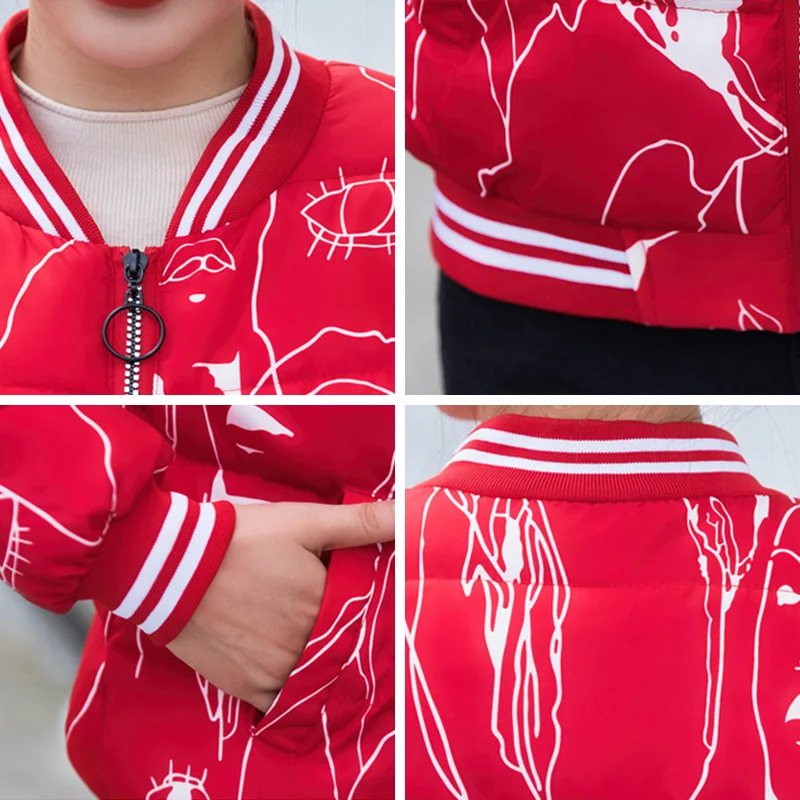 

2020 New Slim Short Stand Collar Spring Autumn Jacket Women Fashion Tie-dye Preppy Style Down Parka Coat