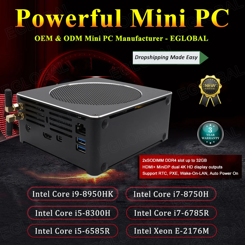 Игровой Компьютер Eglobal 8TH Gen мини ПК Core i7 8750H 4K HD Windows 10 Xeon Client NVME SSD Настольный Linux i5 i9
