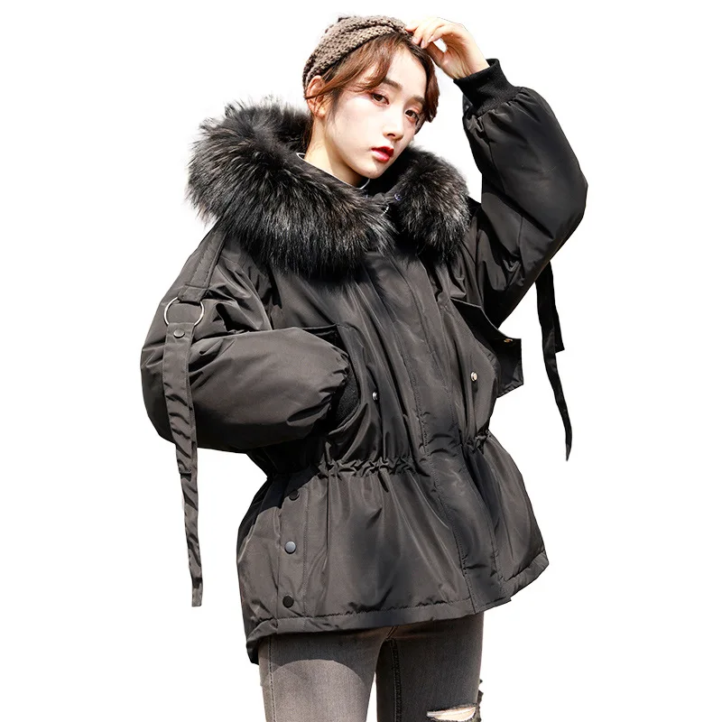 

2019 Ultra thin down jacket in women's Down Coats Korean fashion thickening large fur collar women over size down jackets
