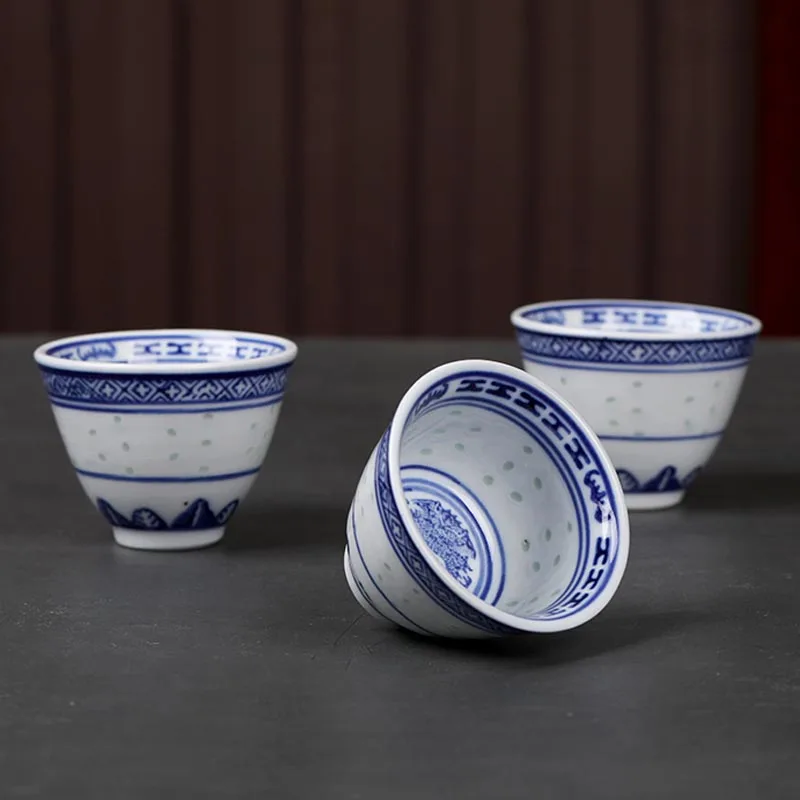 2 шт./лот фарфоровые чайные чашки с синим и белым драконом керамические