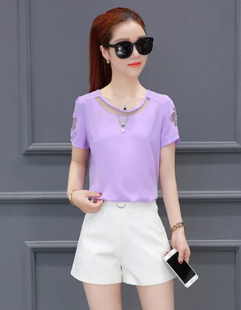 

2020 Women purpel Short Sleeve Shirt Top Garment blue