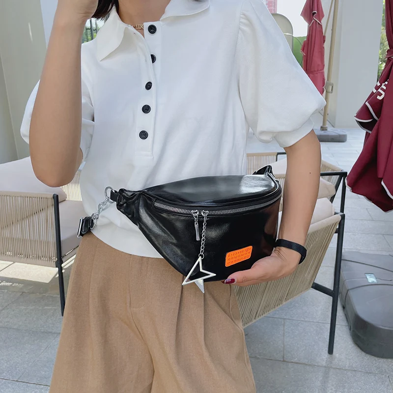 Модные сумки для женщин легкая поясная сумка из искусственной кожи черного и