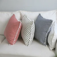 home simple decorative pillowcases sweet style pom tassel dot pillow cases cotton linen cover home party hotel textile 45cm45cm