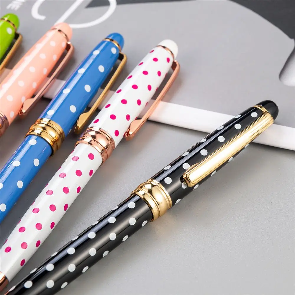 1pc Novelty Dot Ballpoint Pen Luxury Roller Ball Kawaii Stationary Signature Pens for Writing Gifts Office School Supplies |