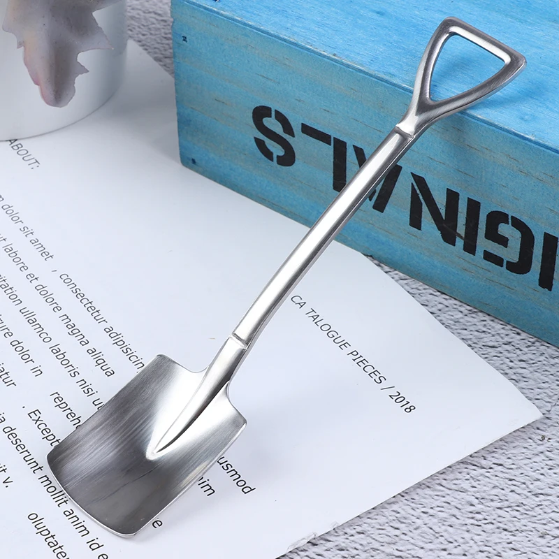 

1pc 304 Stainless Steel Spade Shovel Coffee Spoon Strring Spoon Teaspoon Tea Spoon Dessert Spoon Long Handle Tableware