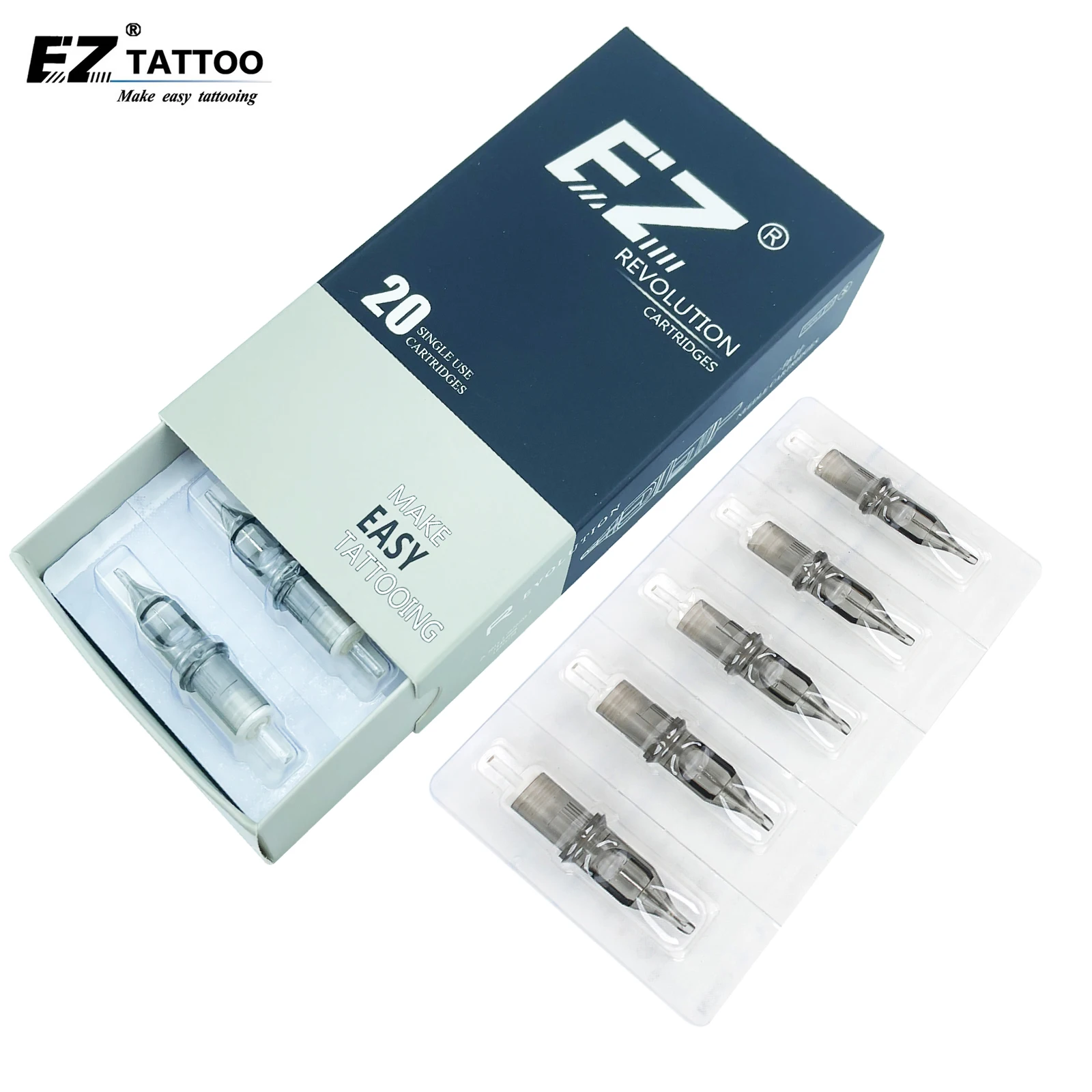 

RC1409RLT EZ Tattoo Needles Revolution Cartridge Round Liner #14 0.40mm X-taper 7.0mm for System machines and grips 20 pcs/lot