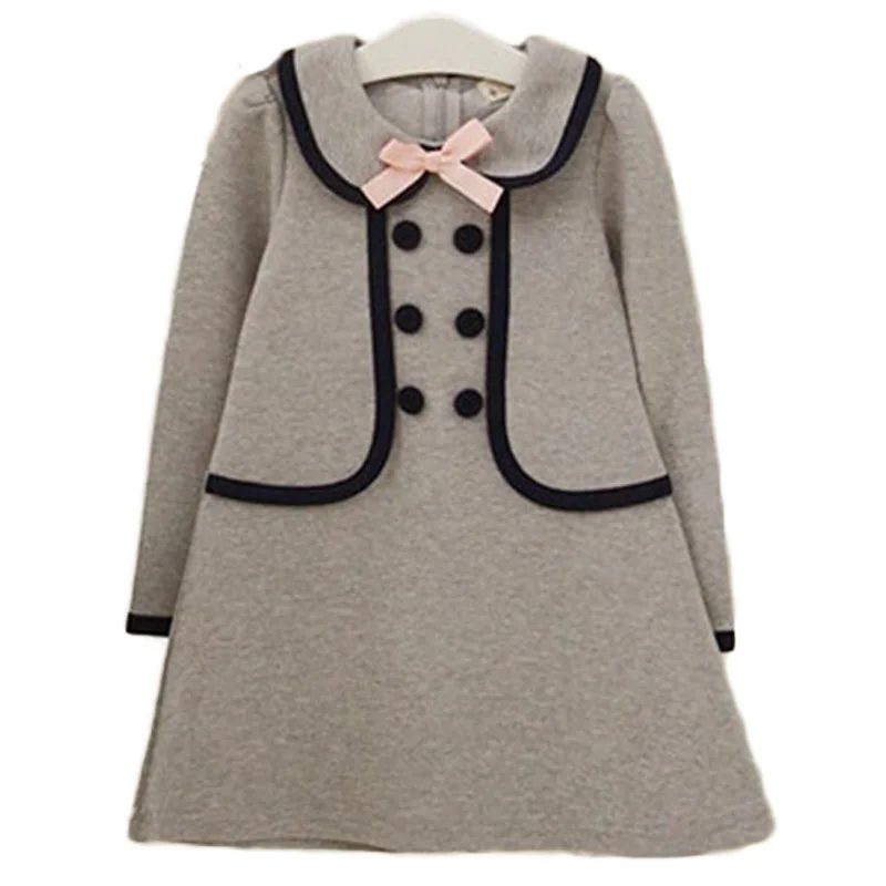 Милое платье с длинными рукавами и бантом для маленьких девочек детские вечерние