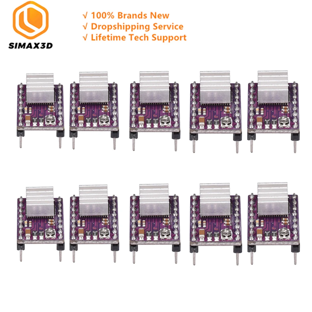 SIMAX3D 10 шт. DRV8825 Драйвер шагового двигателя Модуль с радиатор Reprap Рампы 1 4/1 5/1 6