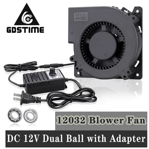 Вентилятор Gdstime 120 мм, 12 В постоянного тока, шариковый разъем 12032, 120x32 мм, центробежный охлаждающий вентилятор с адаптером 110 В переменного тока, 220 В