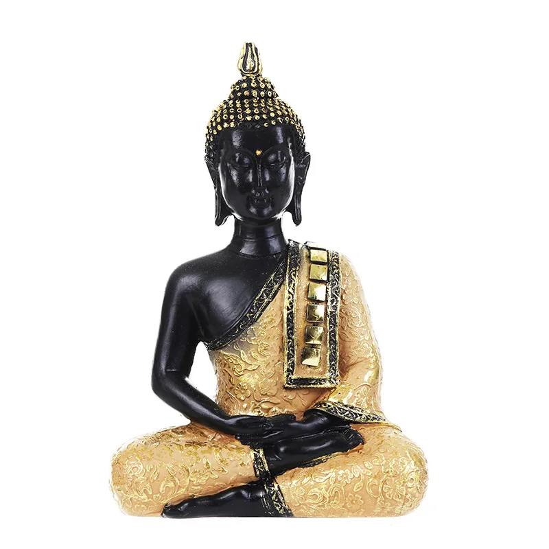 

Resins Thailand Buddha Figurines India Buddha Black Statue Fengshui Religious Buddhism Hindu Sculpture Decorations For Room