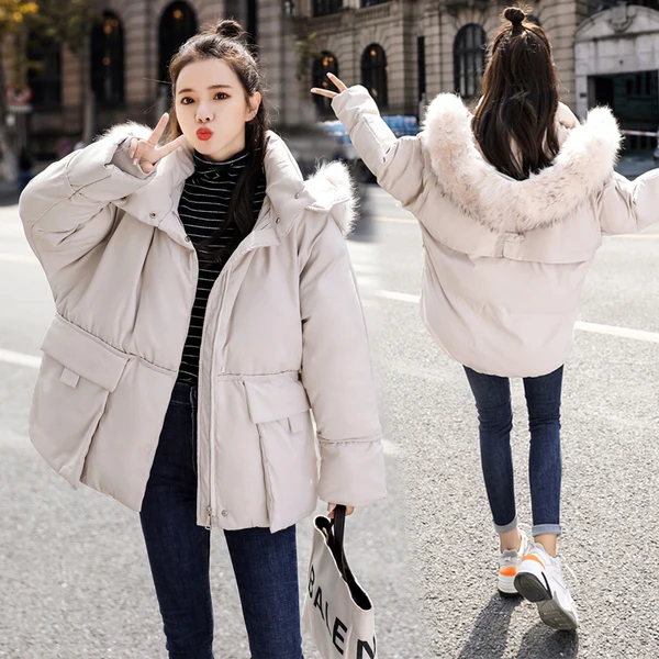 Женское зимнее хлопковое пальто 2019 Новое корейское свободное большое пуховое с