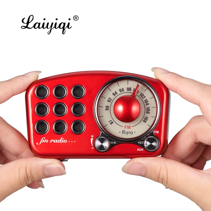 Laiyiqi Retro design ultra Mini Speaker Bluetooth 4.2 Electroplate metal texture FM radio portable pocket aged Elderly caixa som