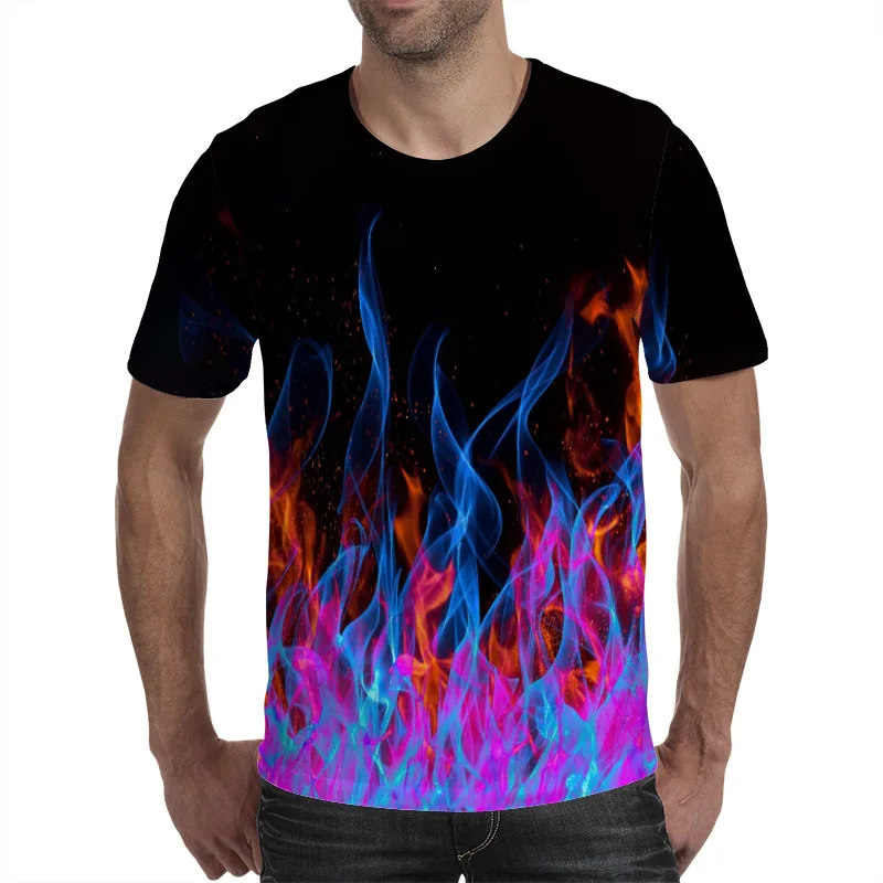 Darshion Red Flame, Мужская футболка, летняя, повседневная, черная, 3d, Мужская футболка, аниме, топ, хип-хоп, уличная одежда, футболка с коротким рукавом
