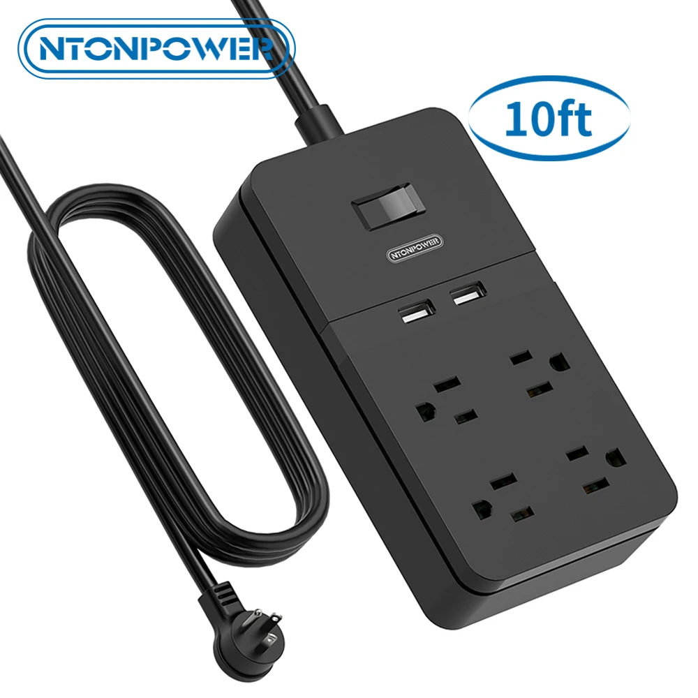 

NTONPOWER 4-Outlet Smart Power Strip with 2 USB ports Overload Switch Surge Protector with 1.5m portable Extension Cord for Home