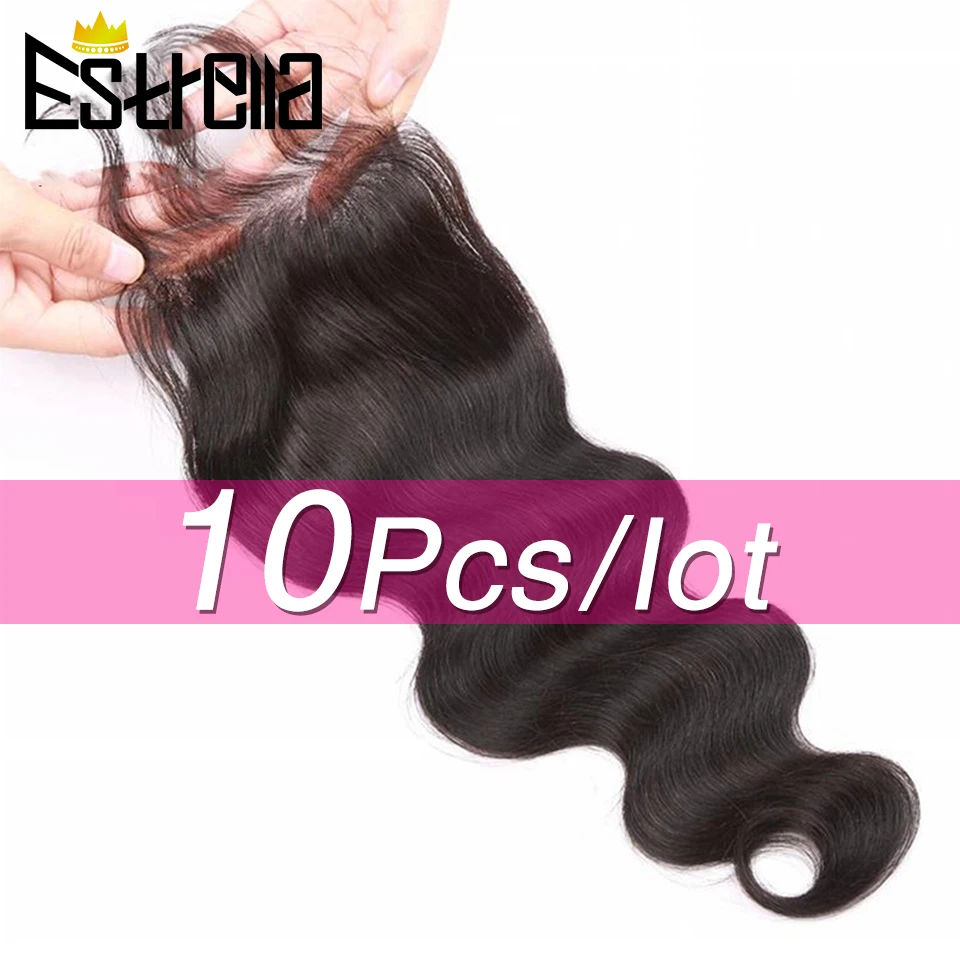 Накладные человеческие волосы 10 шт./лот бразильские 4x4 натуральные