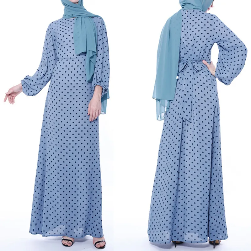 Мусульманское Макси платье в горошек размера плюс длинное кардиган халат кимоно