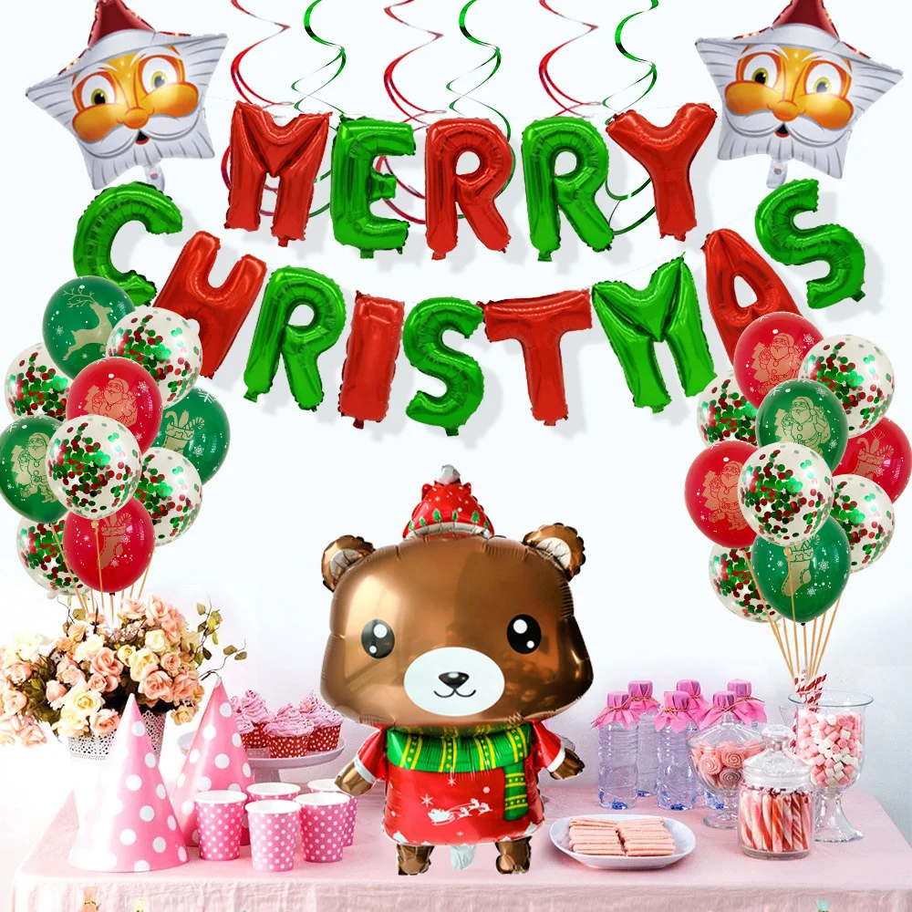 

Merry Christmas Latex Sequined Balloons For DIY Christmas Decor Ornaments Home Decoration Accessories Party Supplies Kids Gift