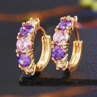 gold color jewelry zircon cz crystal hoop earrings for women luxury wedding bridal jewelry earring nice shipping