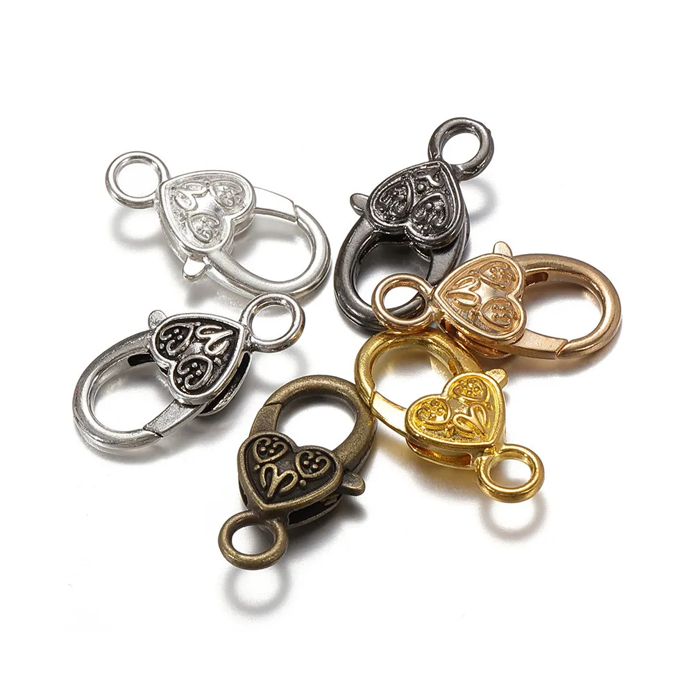 10 шт./лот 26x15 мм застежка карабин крючки брелок в форме сердца застежки для