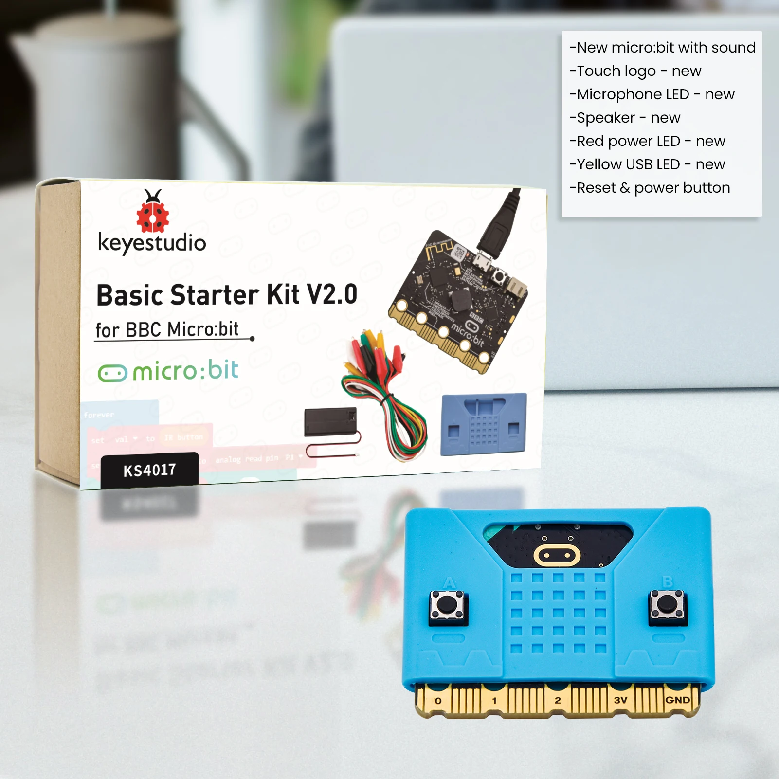 

BBC Micro:Bit V2 Board Sarter Kit W/ Speakers/Buzzer+Bluetooth+Silicone Case+Alligator Clip Cable For Micro Bit DIY Projects