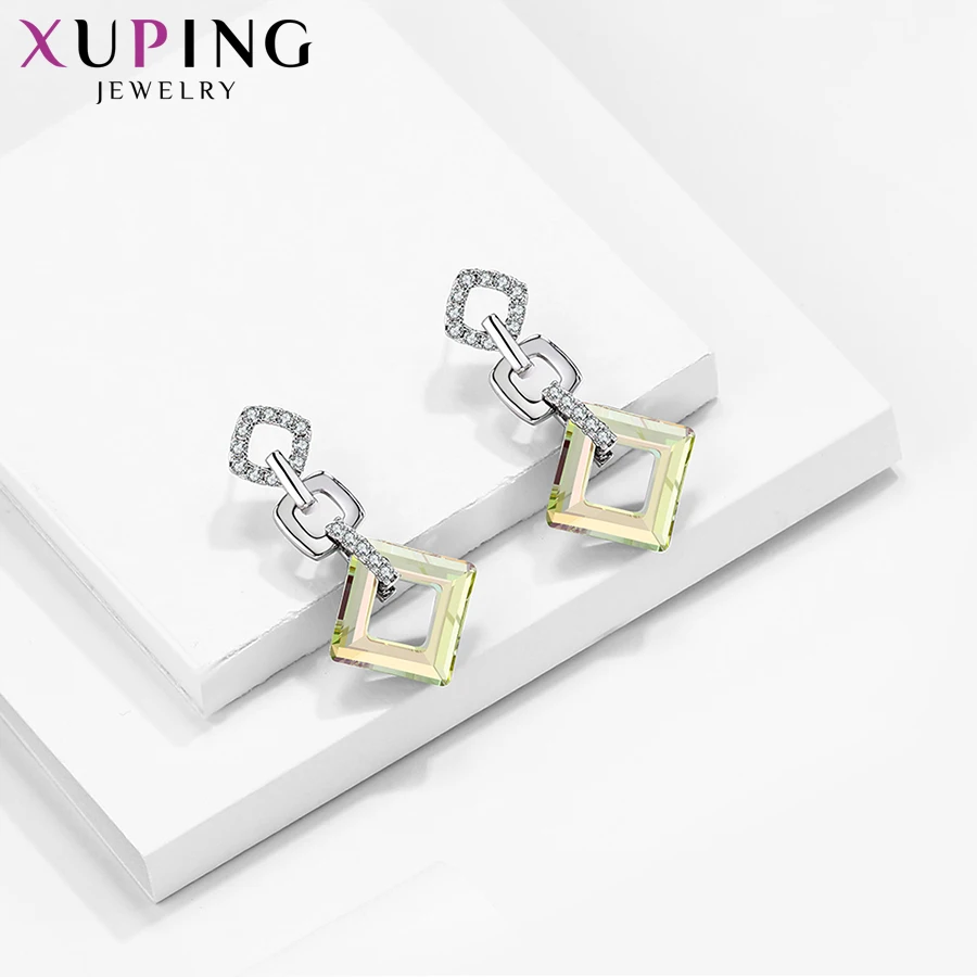 Xuping, изысканные цветные серьги, высокое качество, кристаллы от Swarovski, цветное покрытие, для женщин, подарок на день Святого Валентина, S89-202