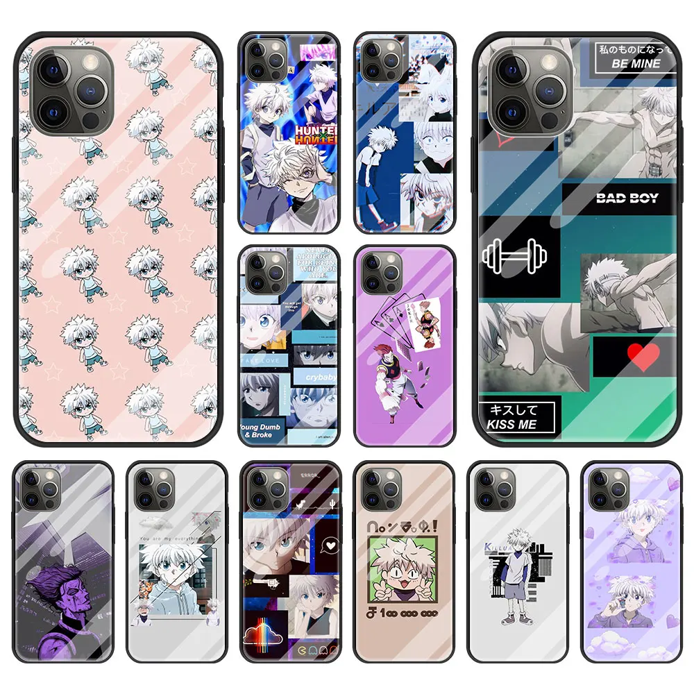 Стеклянный чехол Hisoka Killua для телефона в стиле аниме Hunter X iPhone 12 11 Pro XS Max XR 7 8 6 6S Plus SE