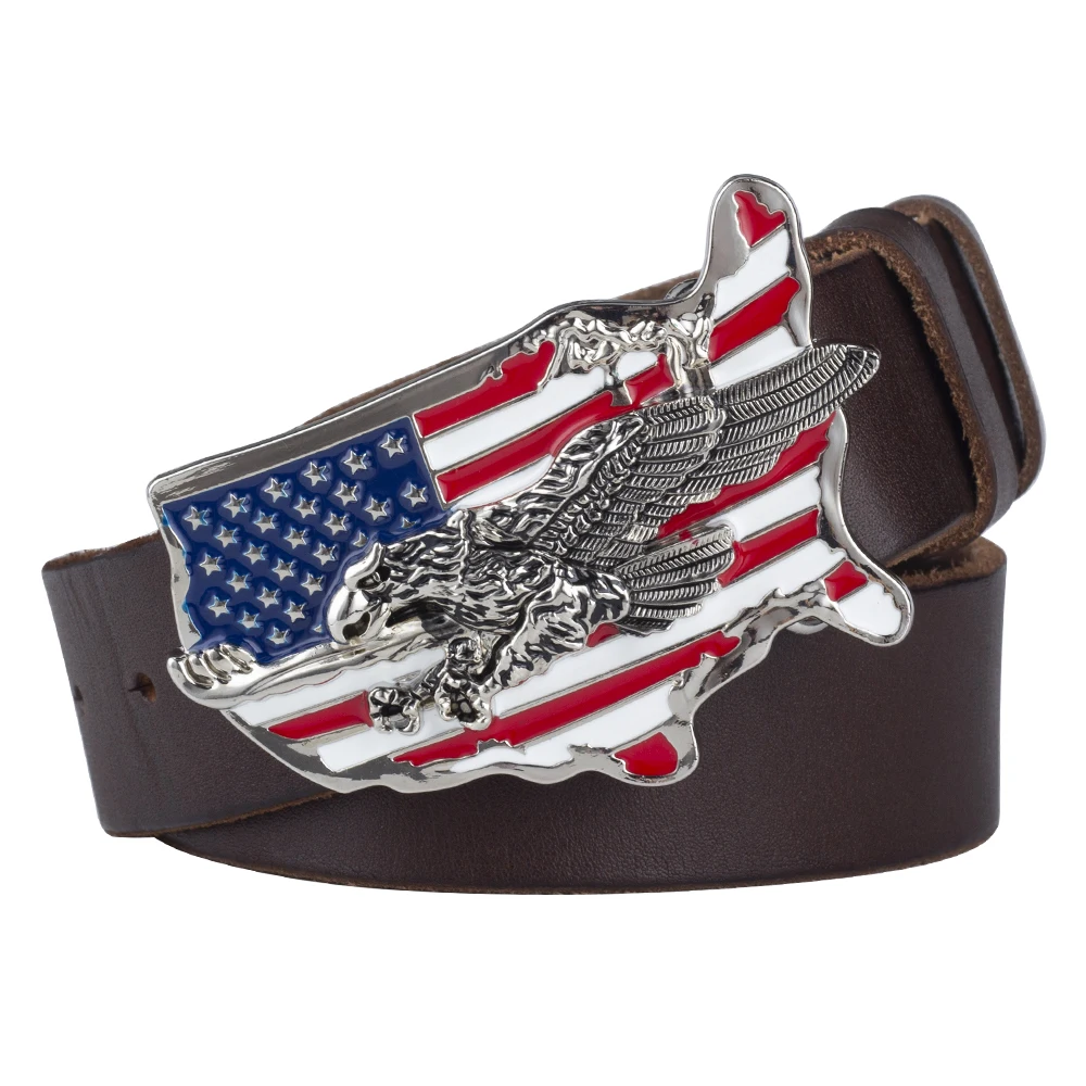 Cowhide Belt American Eagle Alloy Buckle Leather Fashion