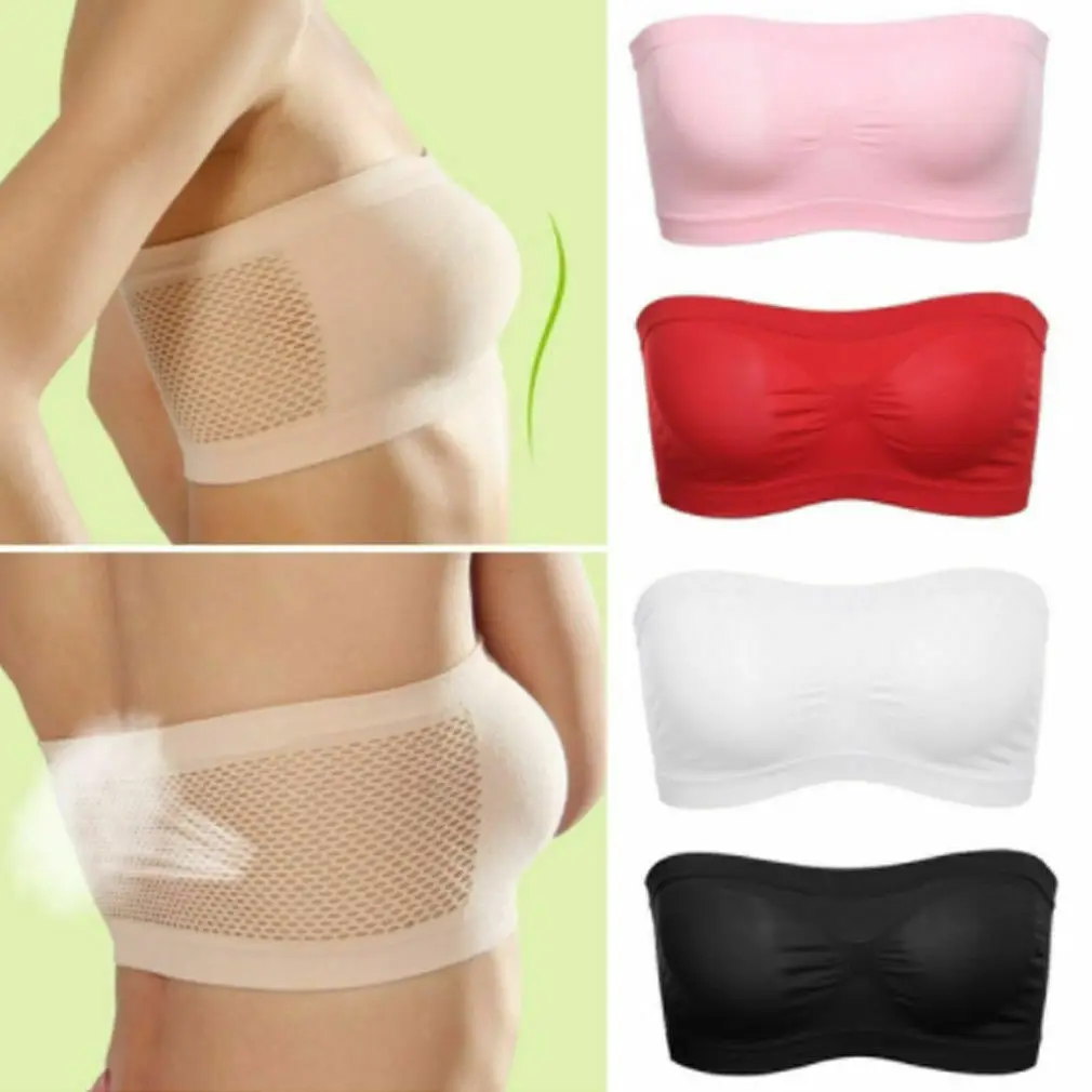 New Women Underwear Sexy Solid Lingerie Seamless Strapless Bra Bandeau Fits Fashion Tube Top Sports Bra Breathable Sleep Bra
