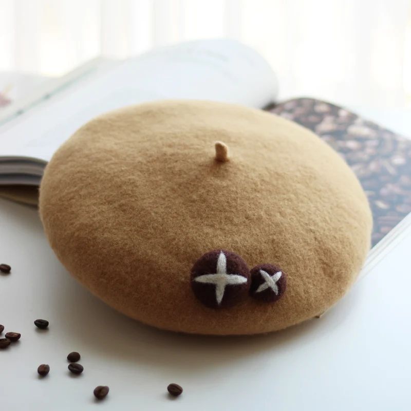 

Autumn and winter women's hat all-match painter hat handmade wool felt mushroom pumpkin hat cute little mushroom beret