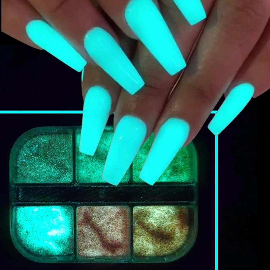 

Nail Art Noctilucent Glitter 6 Color Boxed Powdered Sugar Icing Noctilucent Glitter Nail Flake DIY