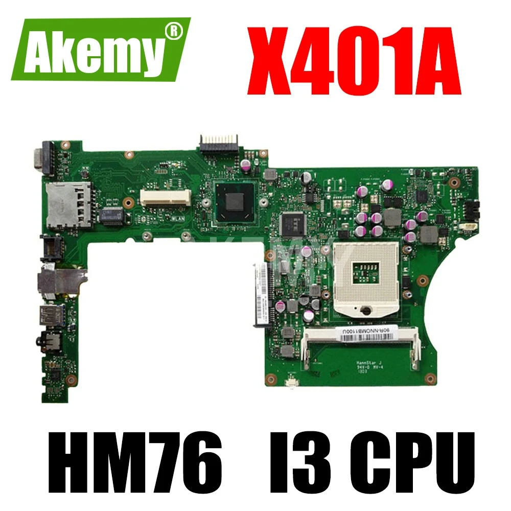 

Laptop motherboard for ASUS X301A X401A X501A original mainboard HM76 Support I3 CPU