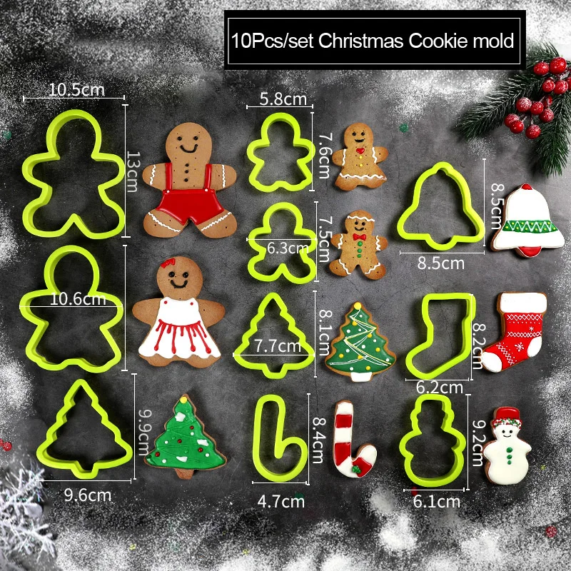 10 шт./компл. Рождественский формочки для печенья прессформы пластиковая лепешка