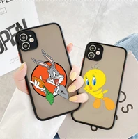 fashion cartoon bunny hare cellphone bumper clear matte pc back phone case for iphone 11 12 pro xs max 6 6s 7 8 plus x xr case
